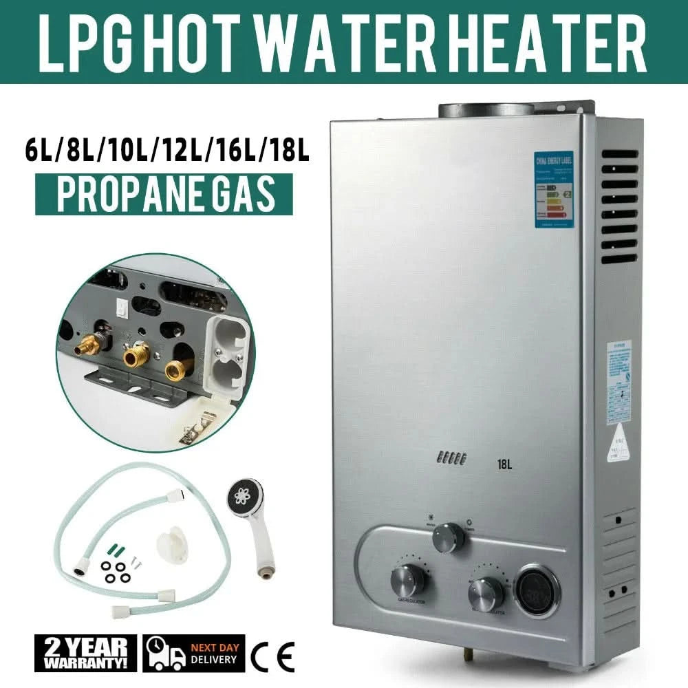 Sihao 6L 8L10L 12L 16L18L LPG Hot Water Heater Instant Continuous Gas Boiler Butane Propane Gas Boiler Heater for Camping Outdoo