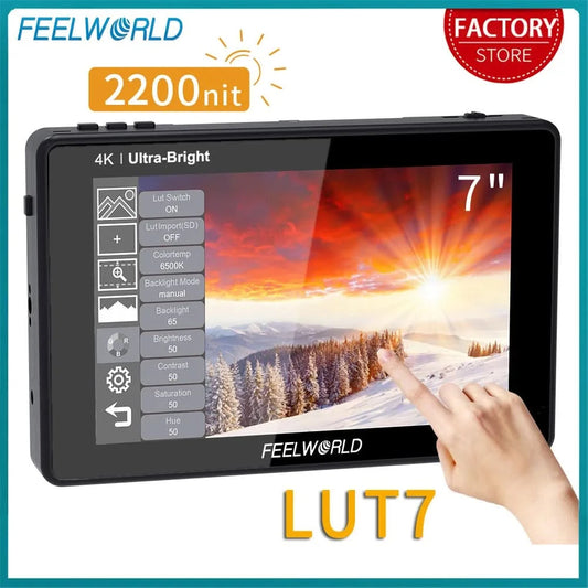 FEELWORLD LUT7 7 Zoll 2200nits Touchscreen Kameramonitor mit 3D LUT HDMI Ein- und Ausgang, Waveform, Vektorskop, Histogramm