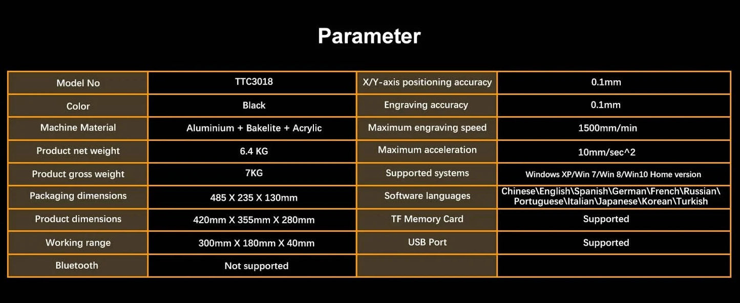 Twotrees TTC3018 CNC Milling Cutter Laser Engraving Machine CNC Router DIY Tool Metal Plastic Acrylic PVC Wood Board GRBL