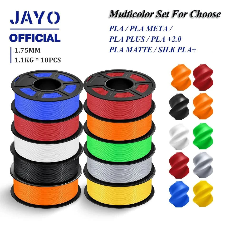 JAYO 3D Filament 1.75mm PLA / PLA Plus / PLA Meta/ Silk PLA+/PLA Matte 3D Prnter Filament 1.1KG For FDM Multicolor Set 10Rolls