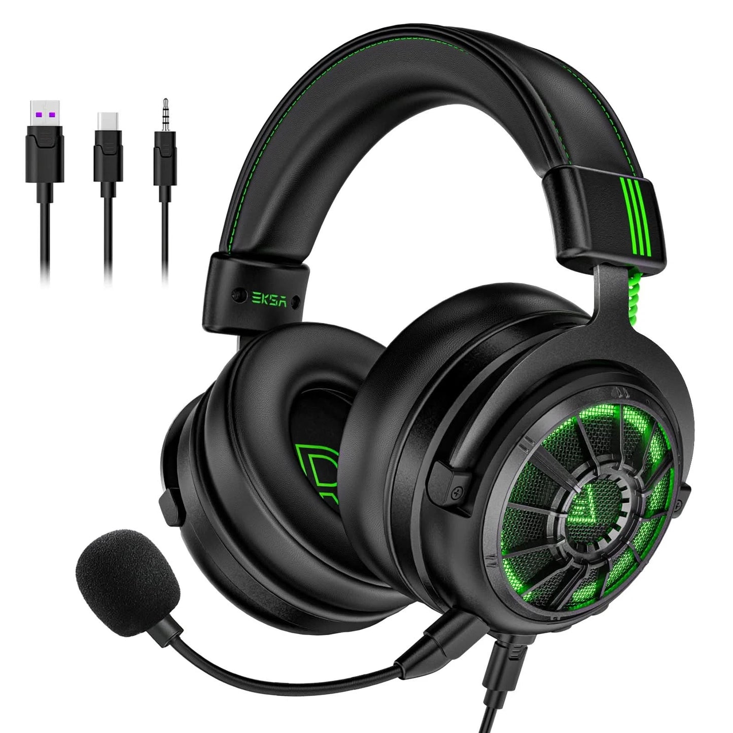 EKSA StarEngine Pro Gaming Headset Gamer 7.1 Wired Over Ear Headphones with ENC Noise Cancelling Microphone For PC/PS4/PS5/Xbox
