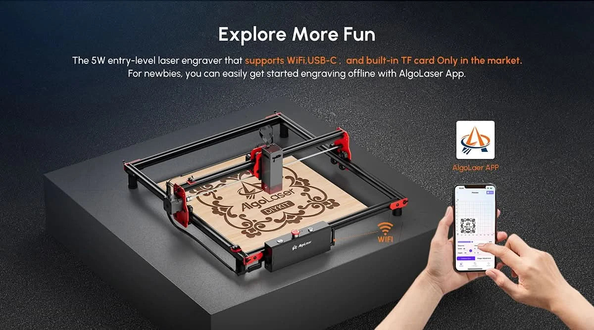 AlgoLaser DIY KIT Powerful Wood Laser Engraver Cutter Wifi Offline Control CNC Metal Glass Logo Printing Engraving Machine Ortur
