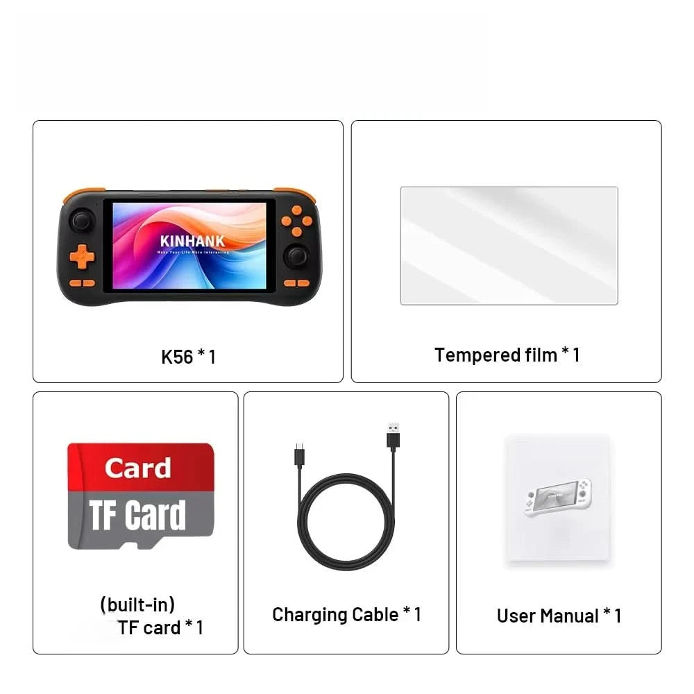 KINHANK K56 Handheld Game Console 5.5'' Touch Screen 50 Emulators for Android 14 PS1/PSP/DC/SS 5000mAh WIFI5 Retro Game Player