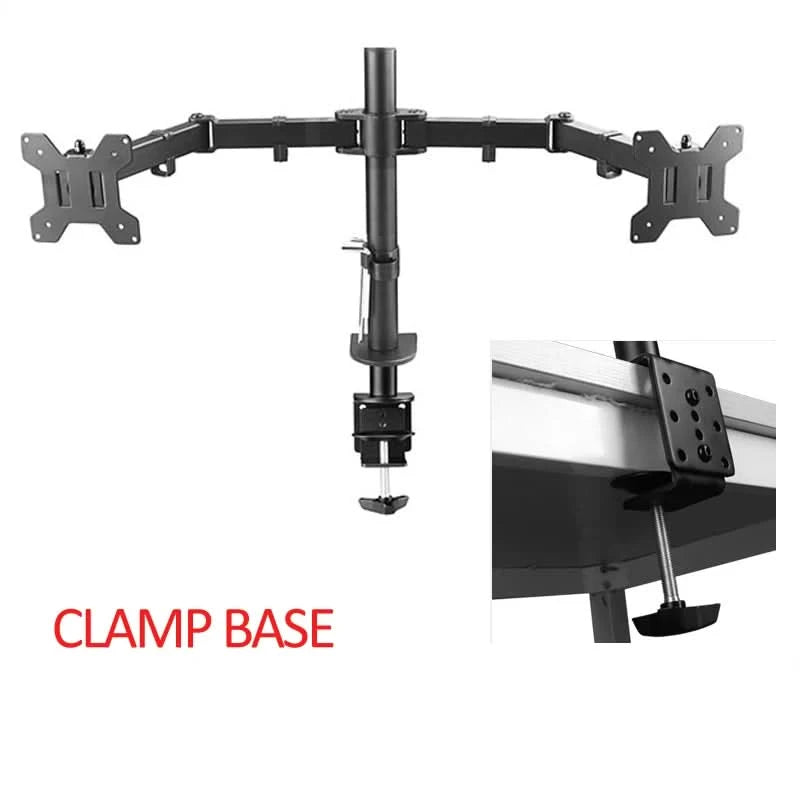 D-MOUNT MS02 9.9kg each head Full Motion 360 rotate Dual 10"-27" Monitor desktop holder stand long Mount Arm clamp and grommet