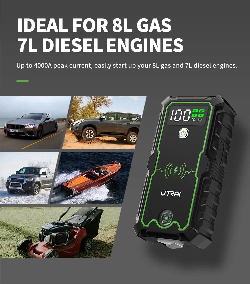 UTRAI Jump Starter 2000A/2500A/4000A/6000A Power Bank Portable Charger Car Booster 12V Auto Starting Device Emergency Car Batter