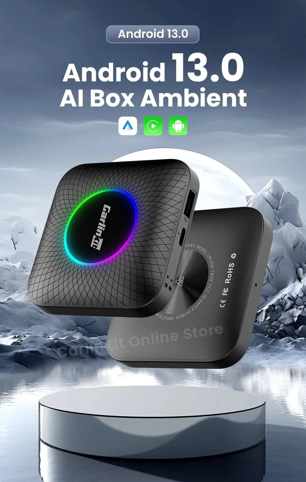 Carlinkit SDM660 Aibox Android 13 USB-A CarPlay Android Auto Wireless Adapter Support Online Video Spotify Netfilx Ble Wifi