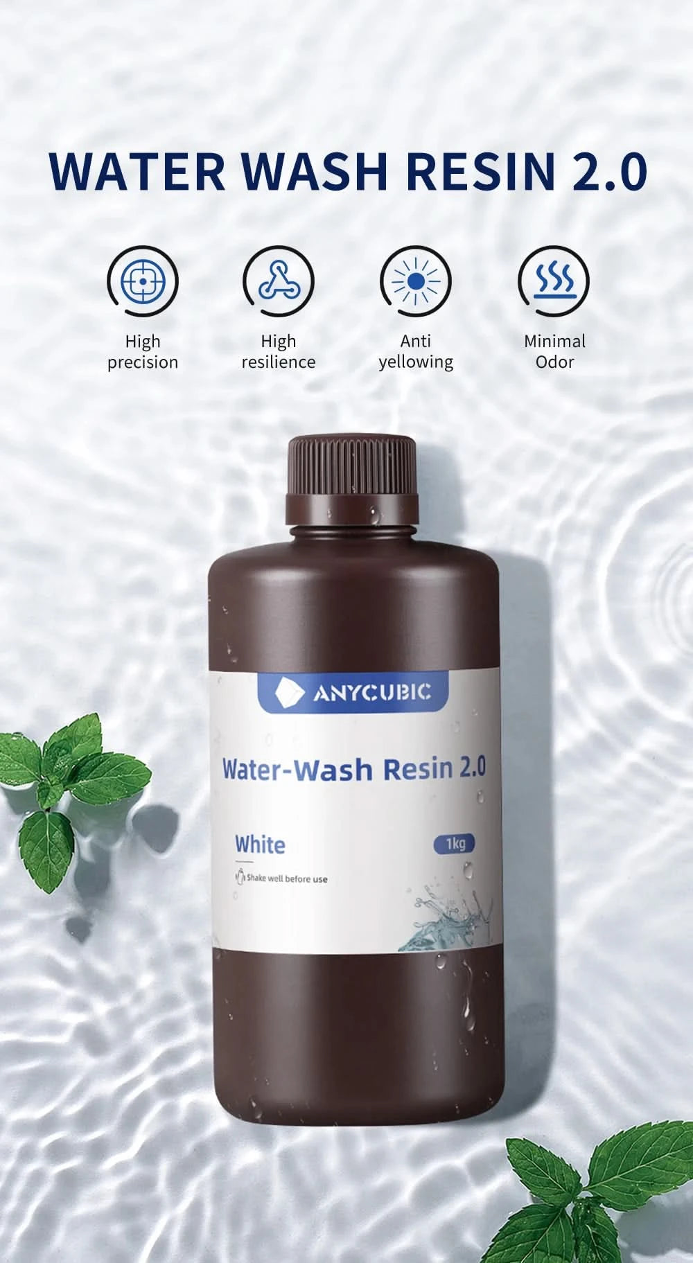 ANYCUBIC Water Washable Resin Low Odor Low Viscosiy 405nm UV Resin For LCD 3D Printing High Precision 3D Printer Resin