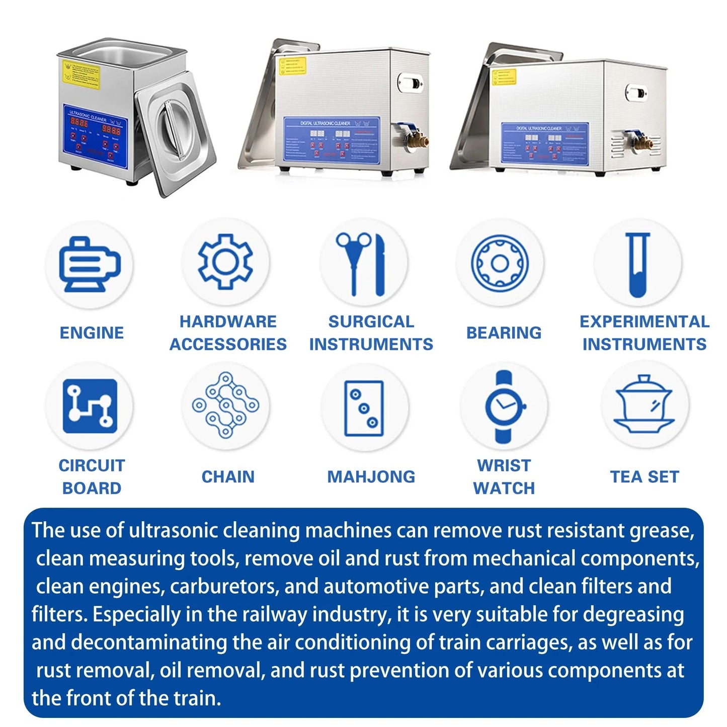 2/3/6/10L/30L Digital Heating Ultrasonic Cleaner 220V 40KHZ Stainless Steel Ultrasound Cleaning Machine Home Appliance