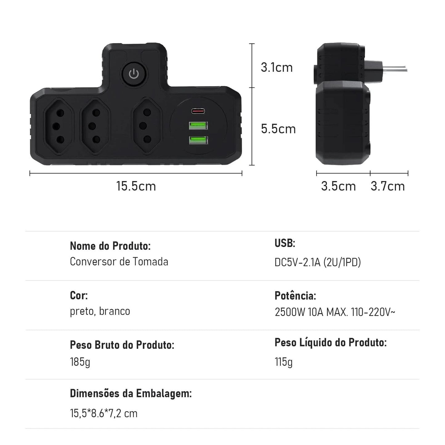 Extension Socket, Power Extension, USB Socket, Socket Line Filter, Regua Power Sockets, Electric Extension, 110-220V,10A