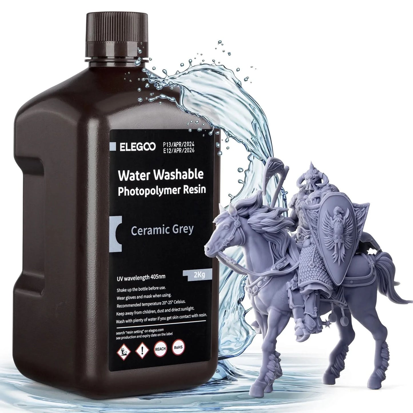 ELEGOO Water Washable 3D Printer Resin LCD UV-Curing Resin 405nm Standard Photopolymer Resin for LCD 3D Printing 1000g 8 Colors