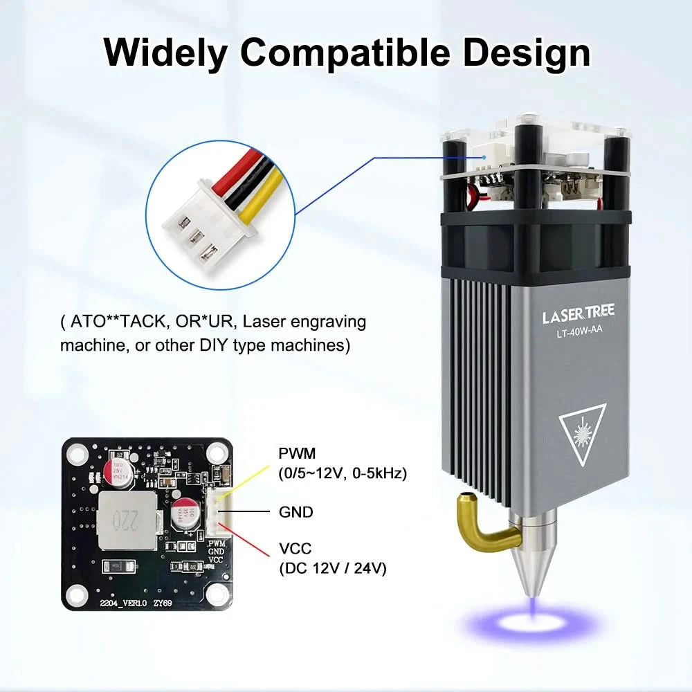 LASER TREE 5W Laser Module with Air Assist 10W High Power TTL Blue Light Laser Head for DIY CNC Laser Engraving Cutting Machine