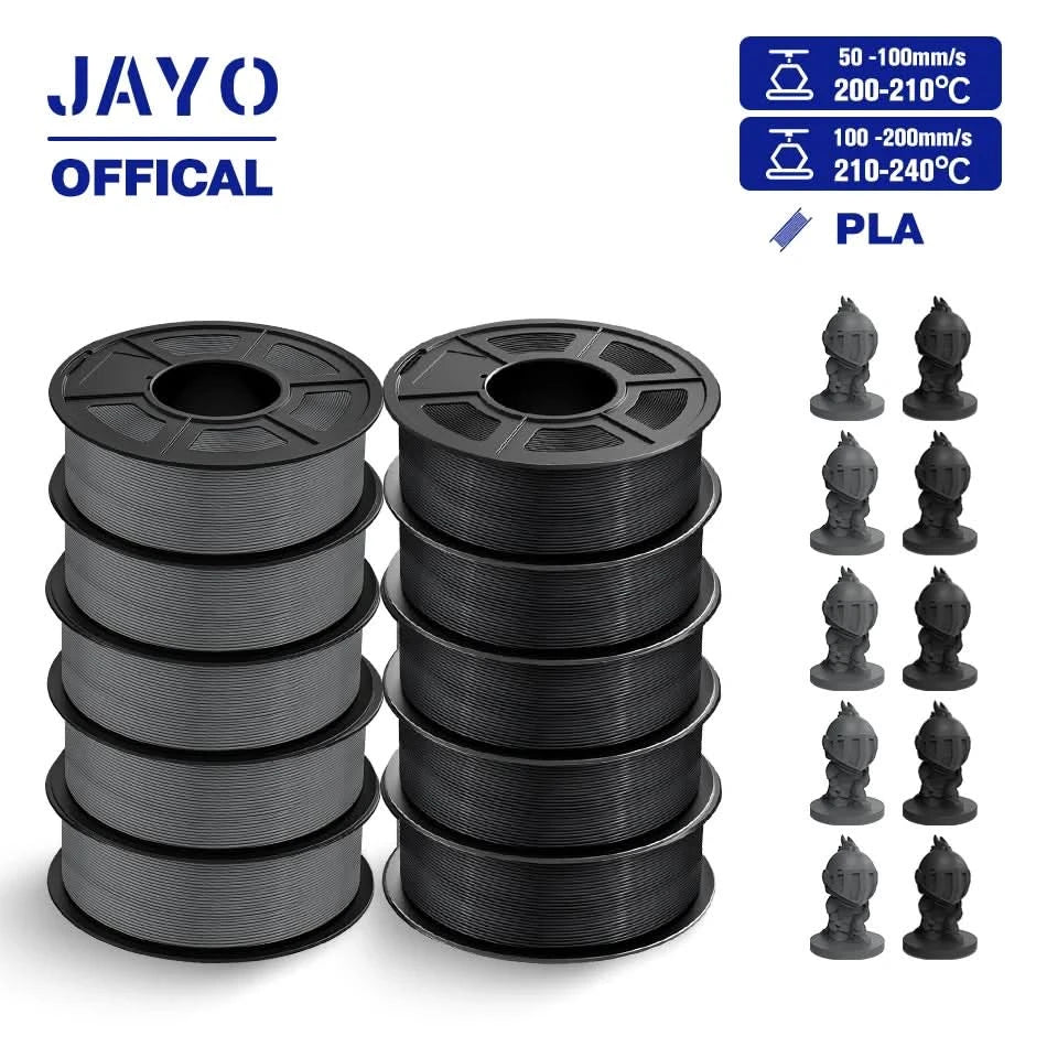 JAYO PLA Filament 1.75MM 10Rolls/set PLA 3D Printer Filament Multicolor For FDM 3D Printers Neatly Wound 3D Printing Materials