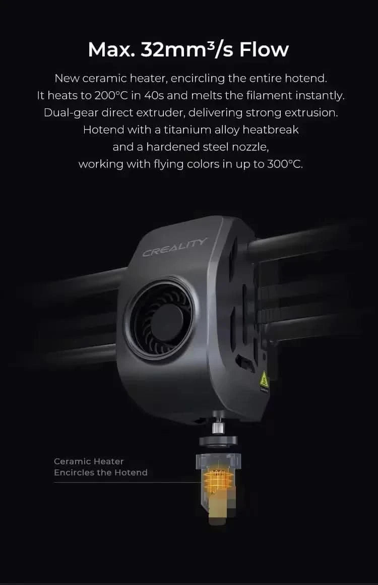 Creality k1/K1MAX /K1C 3D Printer Max. 32MM³/S Flow Hotend  Printing Speed 600MM /S Dual-gear Direct Drive Extruder