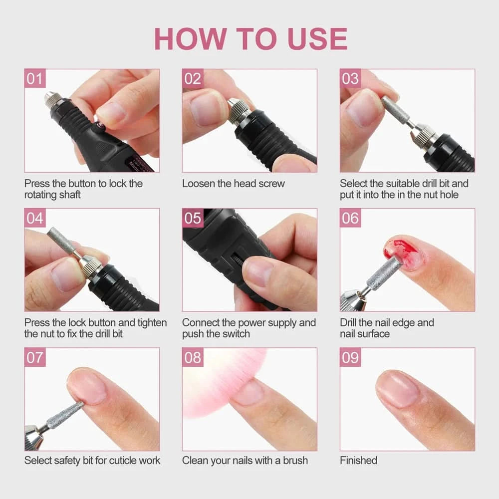 Strong Electric Nail Sander Nail Drill Machine Grinding Equipment Milling Cutter For Manicure Pedicure Polishing Tools
