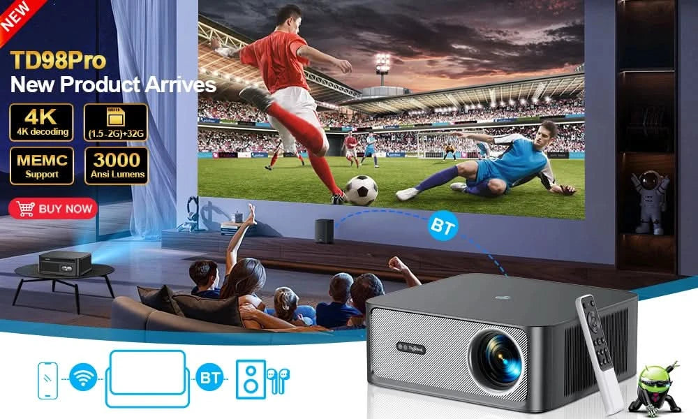 ThundeaL TDA7W Full HD 1080P Projector Android WiFi 32G Projetor 4K Video TDA7 Voice Control 3D Smart TV Home Theater Beamer