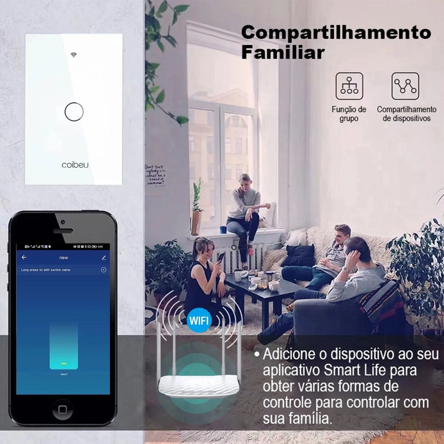 No neutral, WiFi smart switch, Alexa, WiFi smart socket, Alexia, Tuya, WiFi standard Smart Switch Brazil