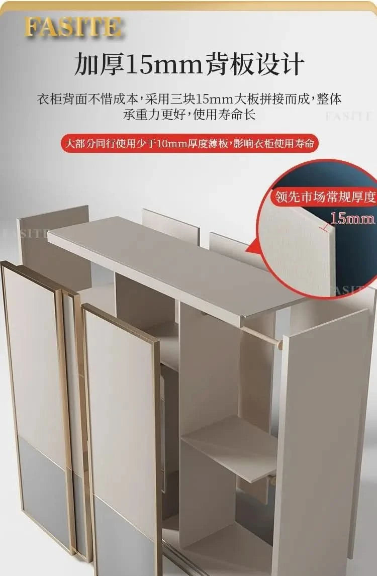 Sliding door wardrobe household bedroom small apartment full set of thickened back plate simple sliding door wardrobe
