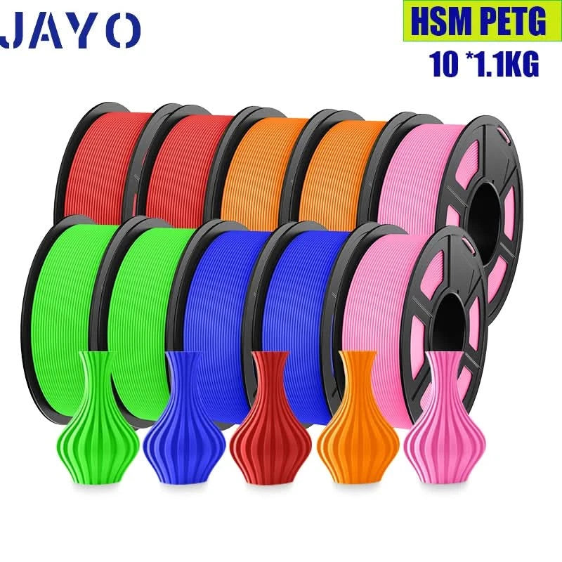 JAYO High Speed Matte PETG Multiple Colors Mixed 10 Rolls Filament 175mm Non-toxic Bubble Free Smooth Suitable for 3D Printi