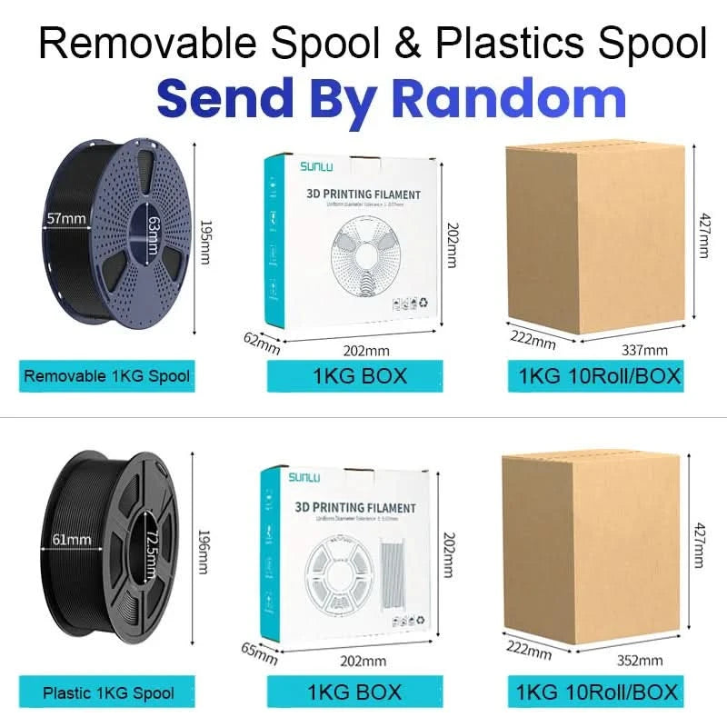 SUNLU 10KG 3D Filament PLA/PLA PLUS/PETG/Easy ABS Filamnet 1.75mm 10Roll 1KG Neatly Wound 3D Printer Filament for 3D Printer