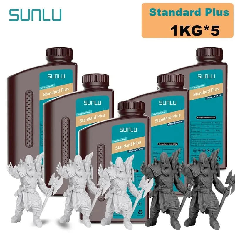 SUNLU 5KG Standard Plus/14K Standard Resin 1KG/Bottle 405nm Rapid UV-Curing Photopolymer Resin For LCD 3D Printer Material