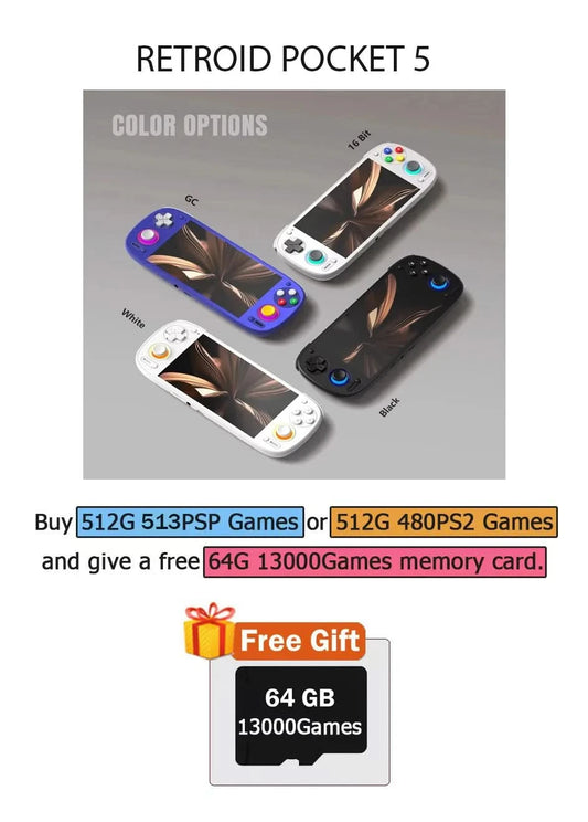Retroid Pocket 5 Handheld-Spielkonsole SD865 8+128G Android13 5,5 Zoll 1080P OLED Touchscreen WIFI6 BT5.1 PSP PS2 Spiel RP5