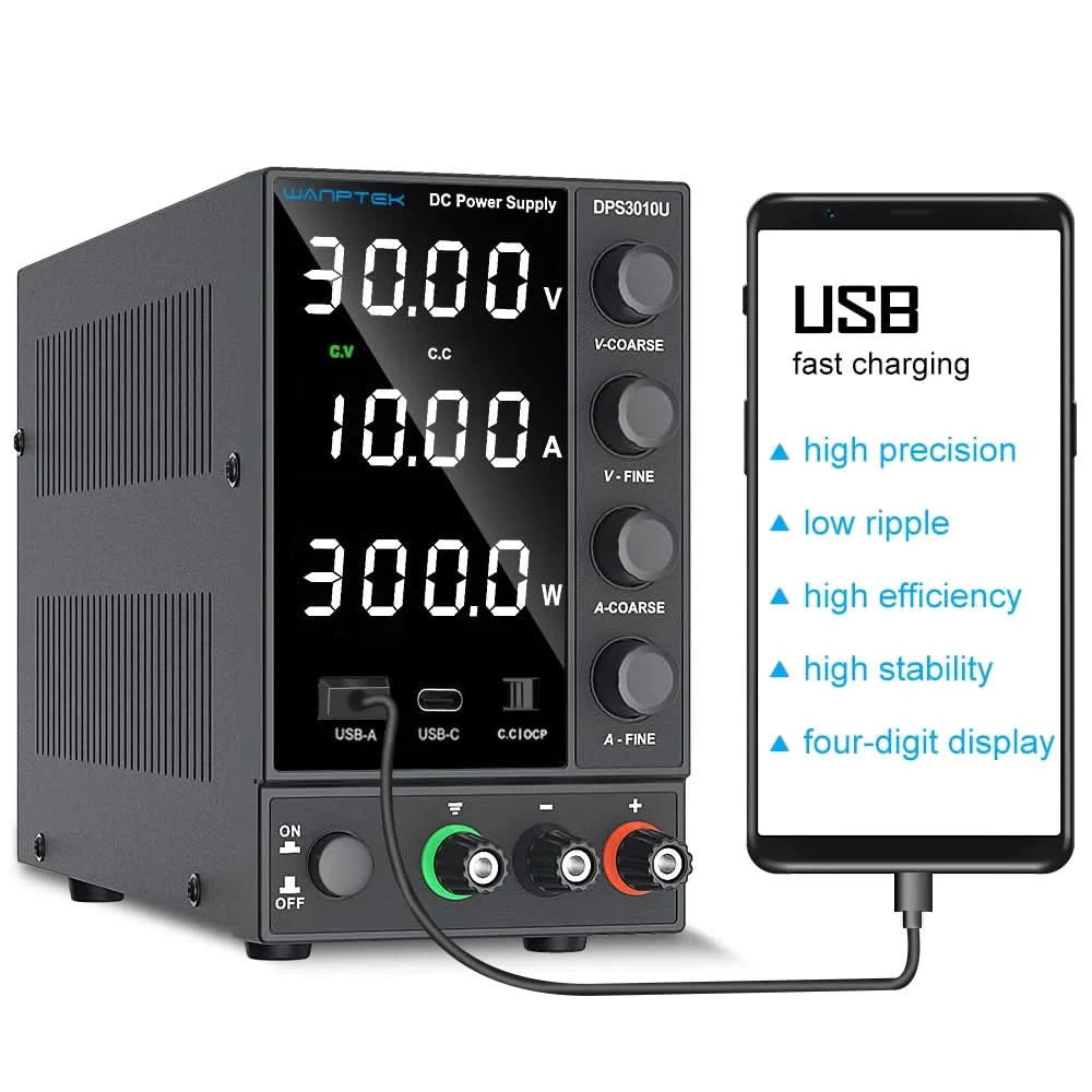 Wanptek Adjustable DC power supply 30V 10A 60V 5A Lab Bench Power Source Stabilized Power Supply Voltage Regulator Switch 220V