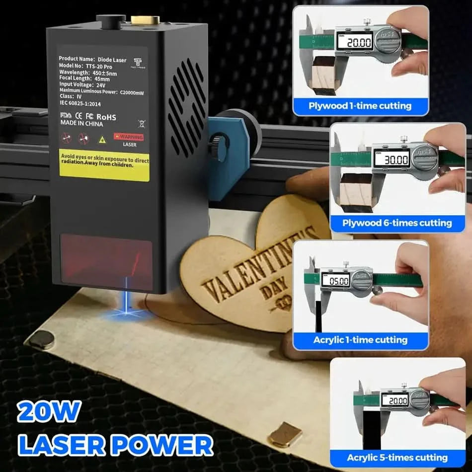 Twotrees TTS-20 Max Metal Laser Engraving Machine 600x600mm Work Area Laser Cutting Machine For Cutting MDF Acrylic Leather Wood