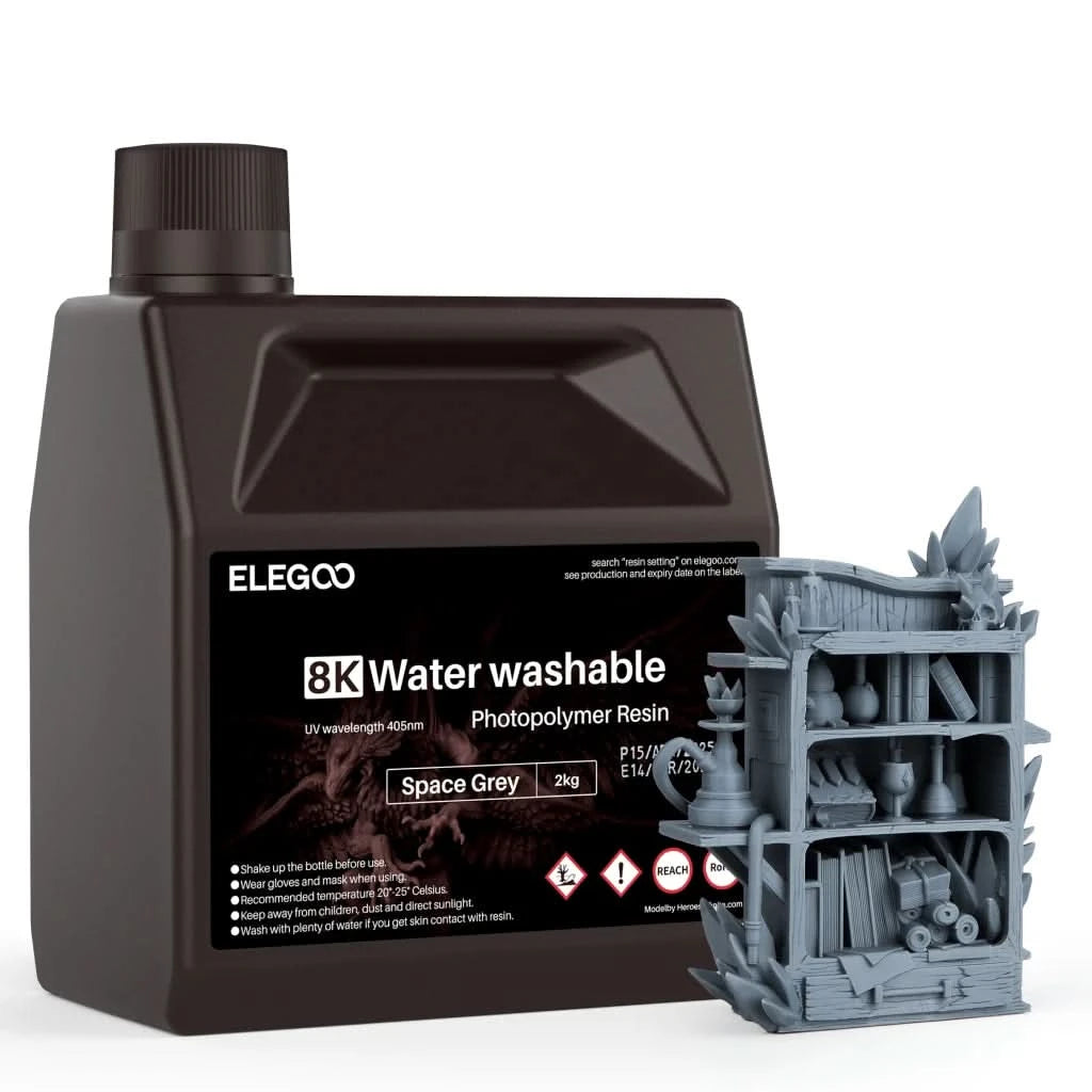 ELEGOO Water Washable 3D Printer Resin LCD UV-Curing Resin 405nm Standard Photopolymer Resin for LCD 3D Printing 1000g 8 Colors