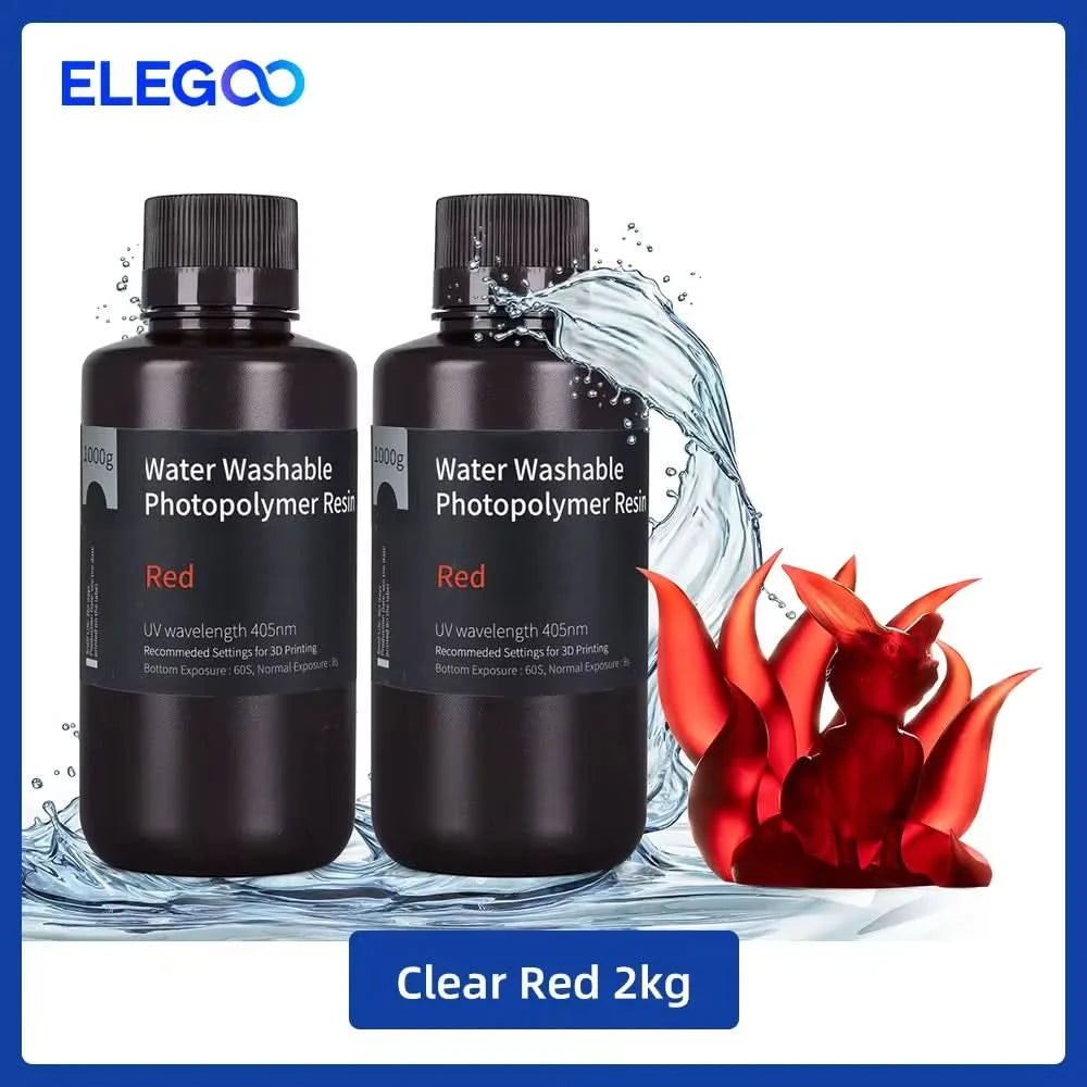ELEGOO Water Washable 3D Printer Resin LCD UV-Curing Resin 405nm Standard Photopolymer Resin for LCD 3D Printing 1000g 8 Colors