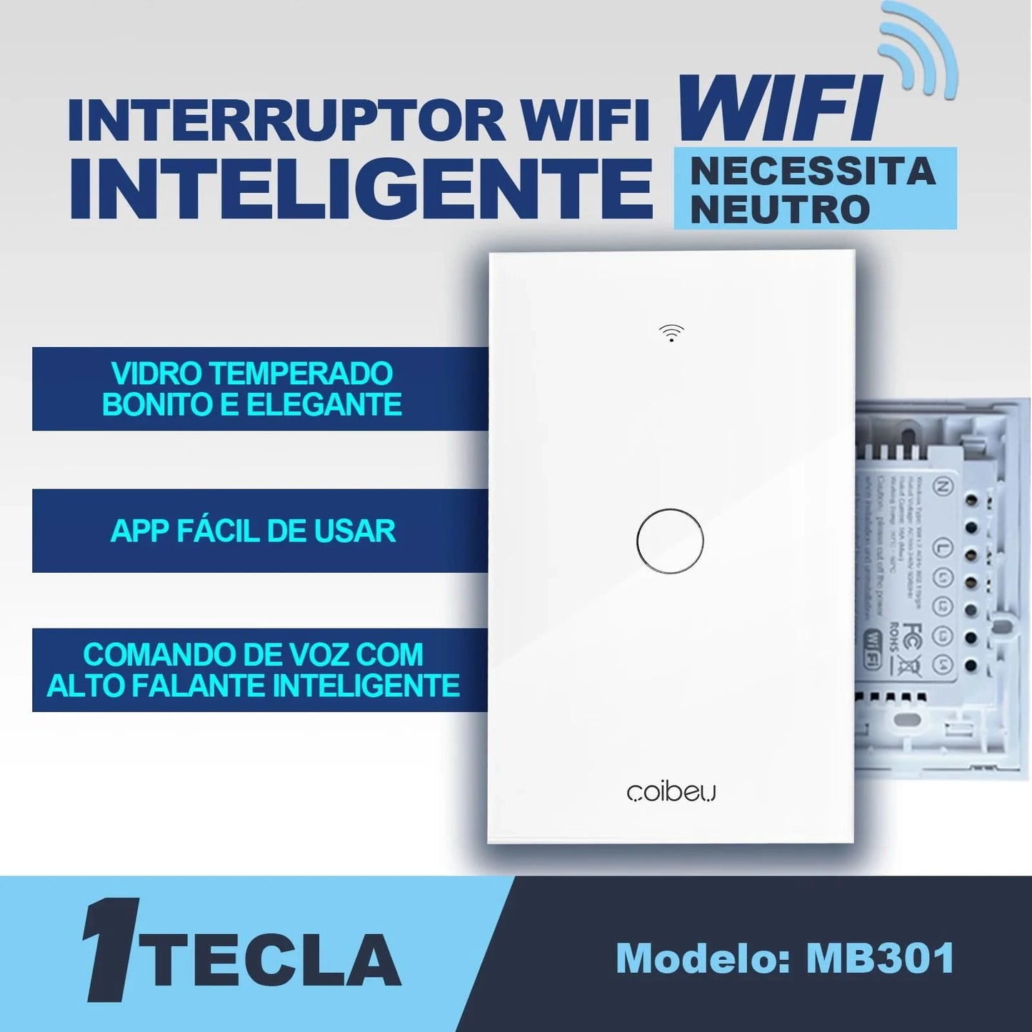 No neutral, WiFi smart switch, Alexa, WiFi smart socket, Alexia, Tuya, WiFi standard Smart Switch Brazil