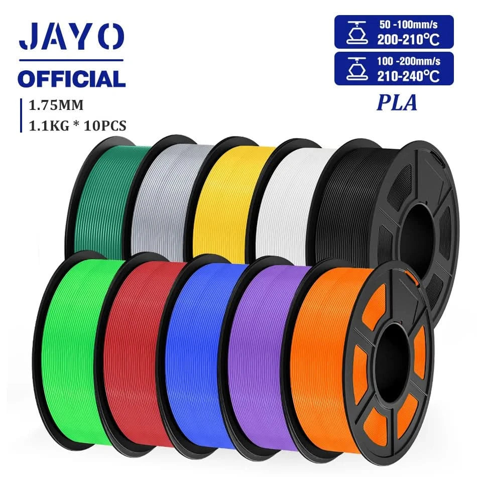 JAYO PLA Filament 1.75MM 10Rolls/set PLA 3D Printer Filament Multicolor For FDM 3D Printers Neatly Wound 3D Printing Materials