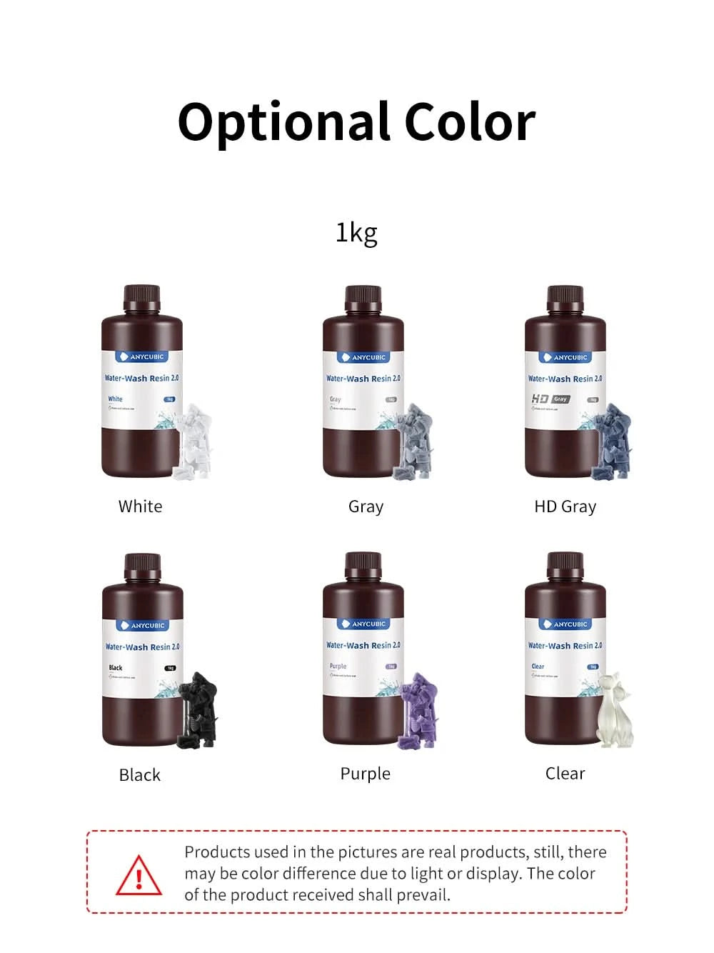 ANYCUBIC Water Washable Resin Low Odor Low Viscosiy 405nm UV Resin For LCD 3D Printing High Precision 3D Printer Resin