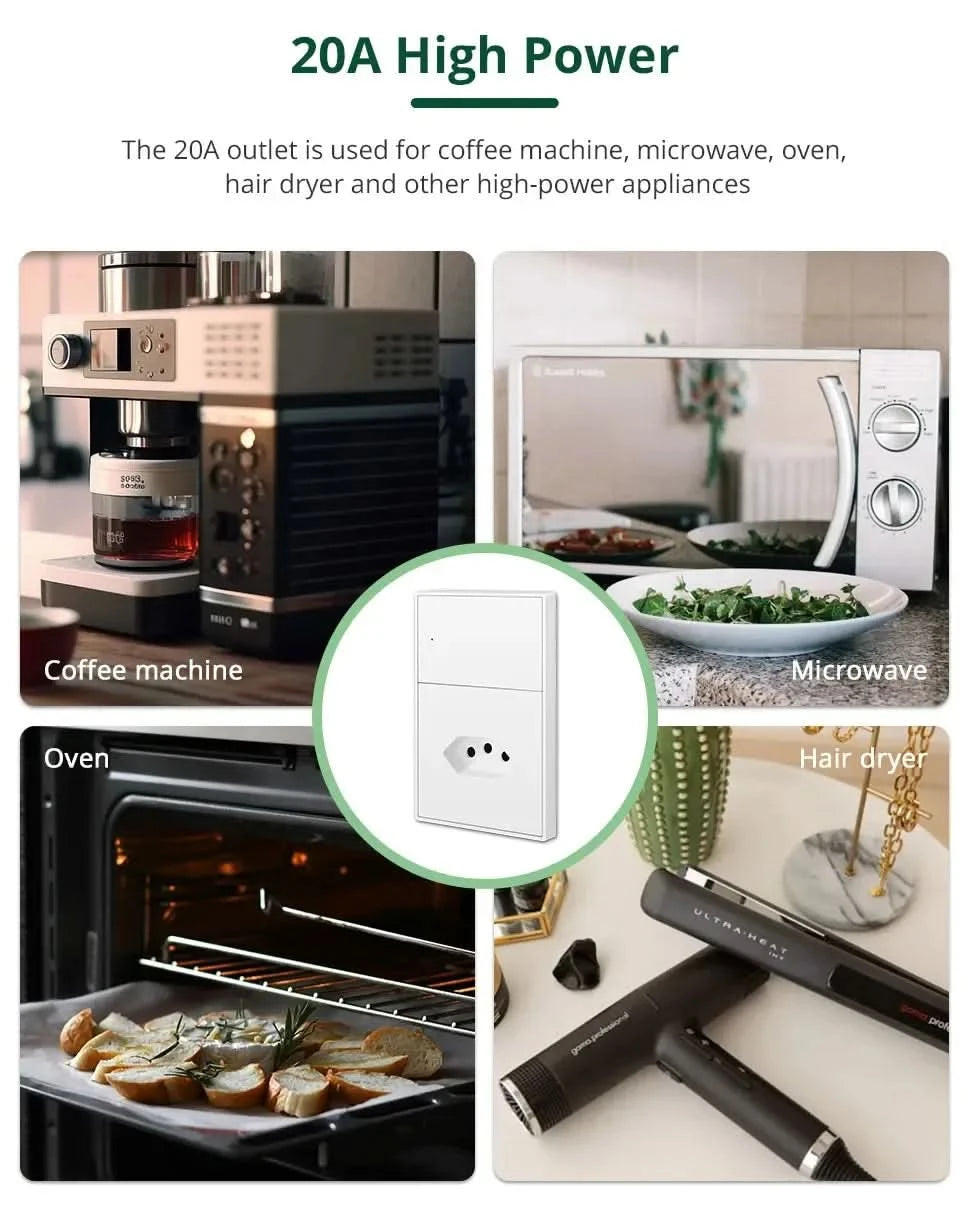 Zemismart Matter Zigbee Hub Work with Tuya Homekit Smartthings Google Home Zigbee Brazil Socket Outlet Smart Wall Tomada 10A 20A