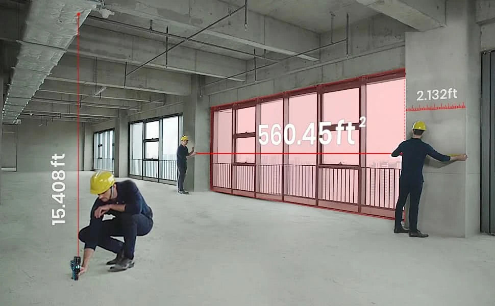 Laser Tape Measure 100M Professional Laser Distance Meter with Instant Digital Readout, Green Laser Line Marking