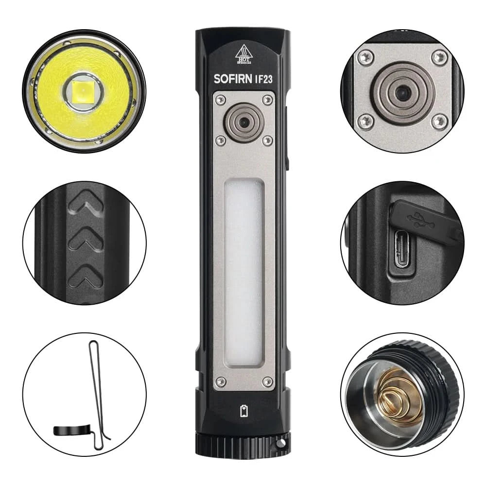 Sofirn IF23 RGB Light 4000lm Powerful LED Flashlight 21700 5V 3A USB C Rechargeable Floodlight Spotlight Torch with Magnetic