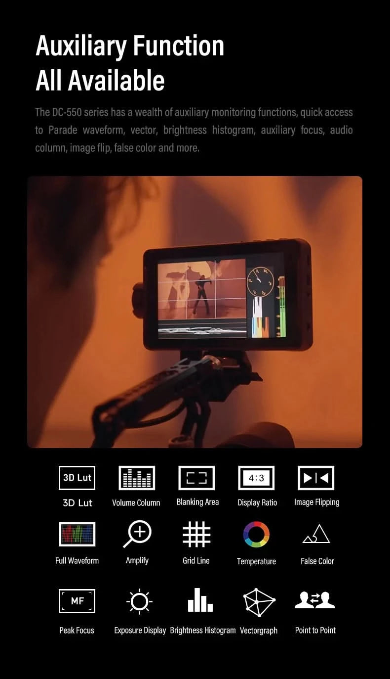 VILTROX DC-550 5.5 Inch Profissional Camera Studio Monitor 4K 30Hz HDMI Touch Screen Field 3D LUT Director Monitor 1920x1080