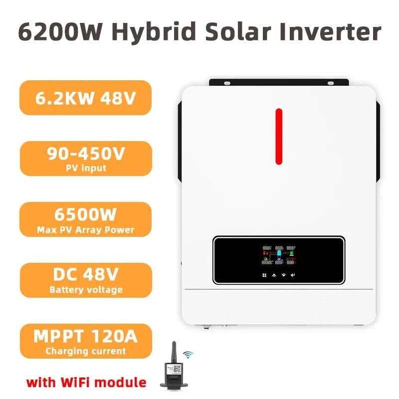 Y&H 10.2KW/6.2KW Hybrid Solar Inverter On/off grid Inverter 48V 220V Pure Sine Wave Inverter MPPT 160A/120A Charge Controller
