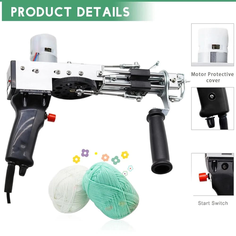 2 in 1 Tufting Gun Set Electric Touffing Pistol,7 – 21mm Tufting Pisto, with Wool Yarn and Tufting Canvas,Trimmer for Beginners