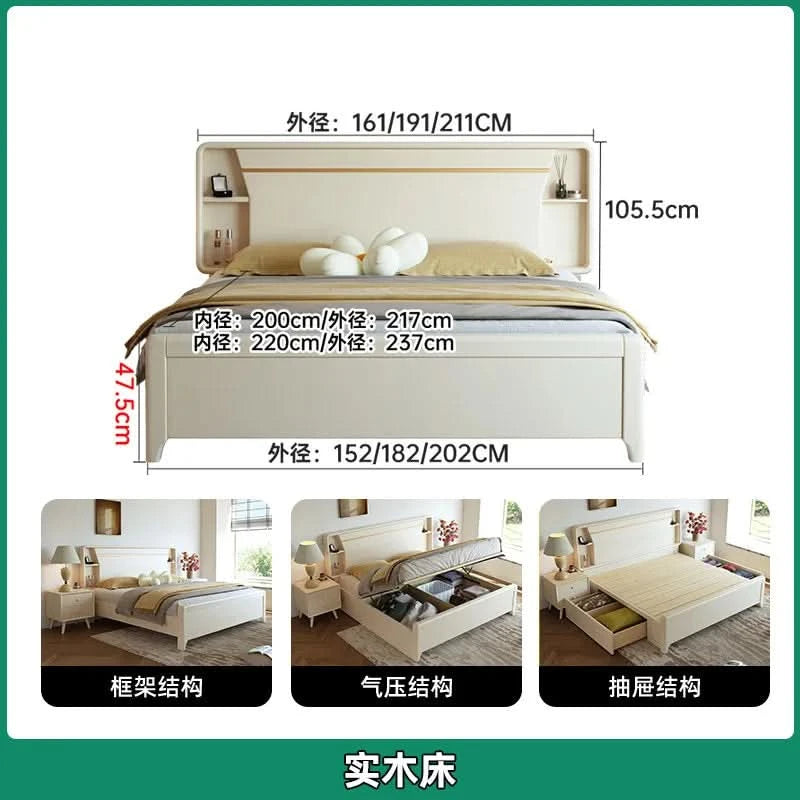 Bedside Table White Double Bed Wooden Bedding Teen Girls Queen Size Double Bed Frame High Clearance Hotel Bedroom Furnitures