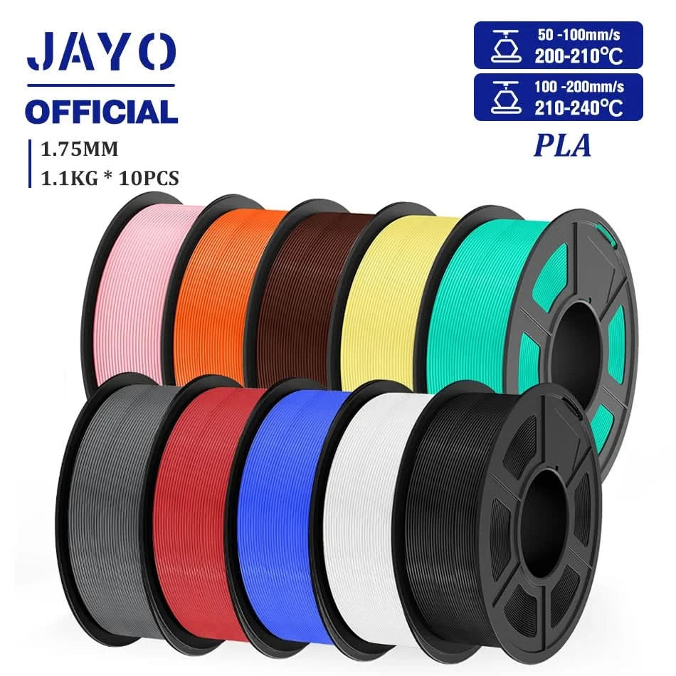 JAYO PLA Filament 1.75MM 10Rolls/set PLA 3D Printer Filament Multicolor For FDM 3D Printers Neatly Wound 3D Printing Materials