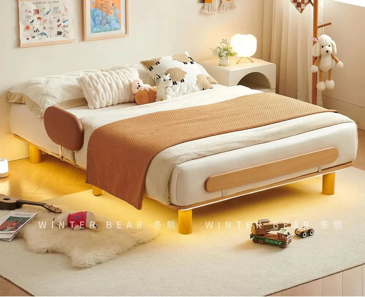 Boys and girls bed small apartment single bed 1.5 meters simple full solid wood tatami no bedside children's bed