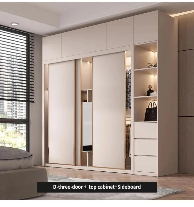 Sliding Door WardrobeNordic Modern Home Furniture Bedroom Desk Dresser In One Combination Light Luxury Corner Wardrobe furniture