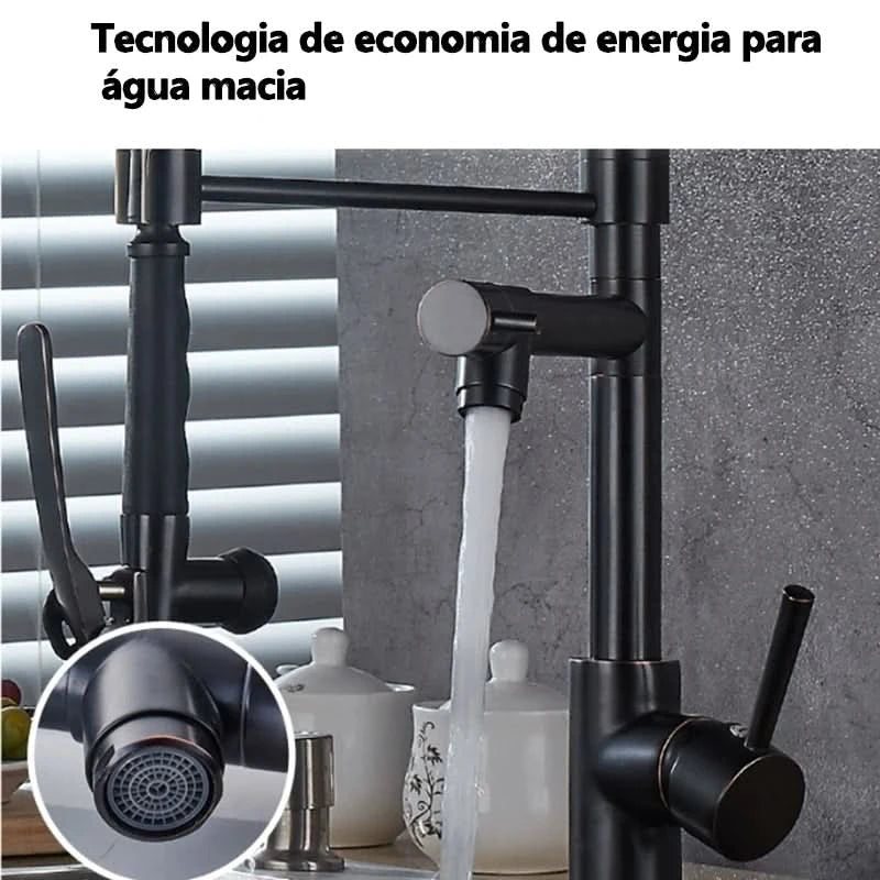 Torneira Cozinha Gourmet 50cm Spray Articulado 2 Jatos 100% Metal Cromada Envio 12h SP