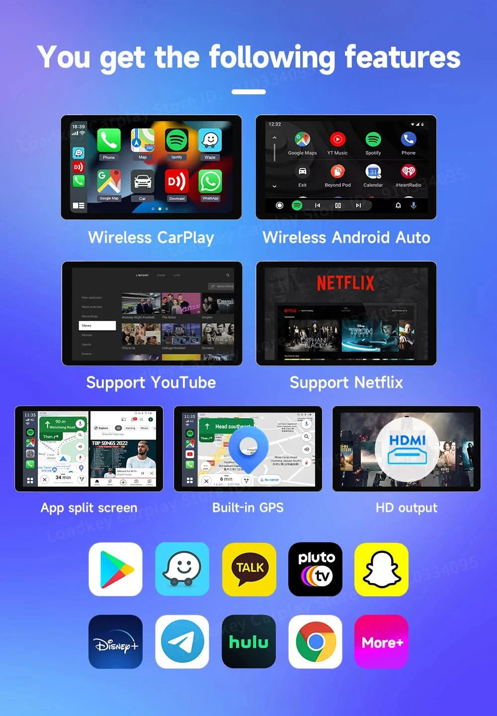 Carlinkit HDMI Output Car Tv Mate Carplay Qualcomm 6225 8-Core Android Auto Wireless Adapter Support Youtube Gps Split Screen