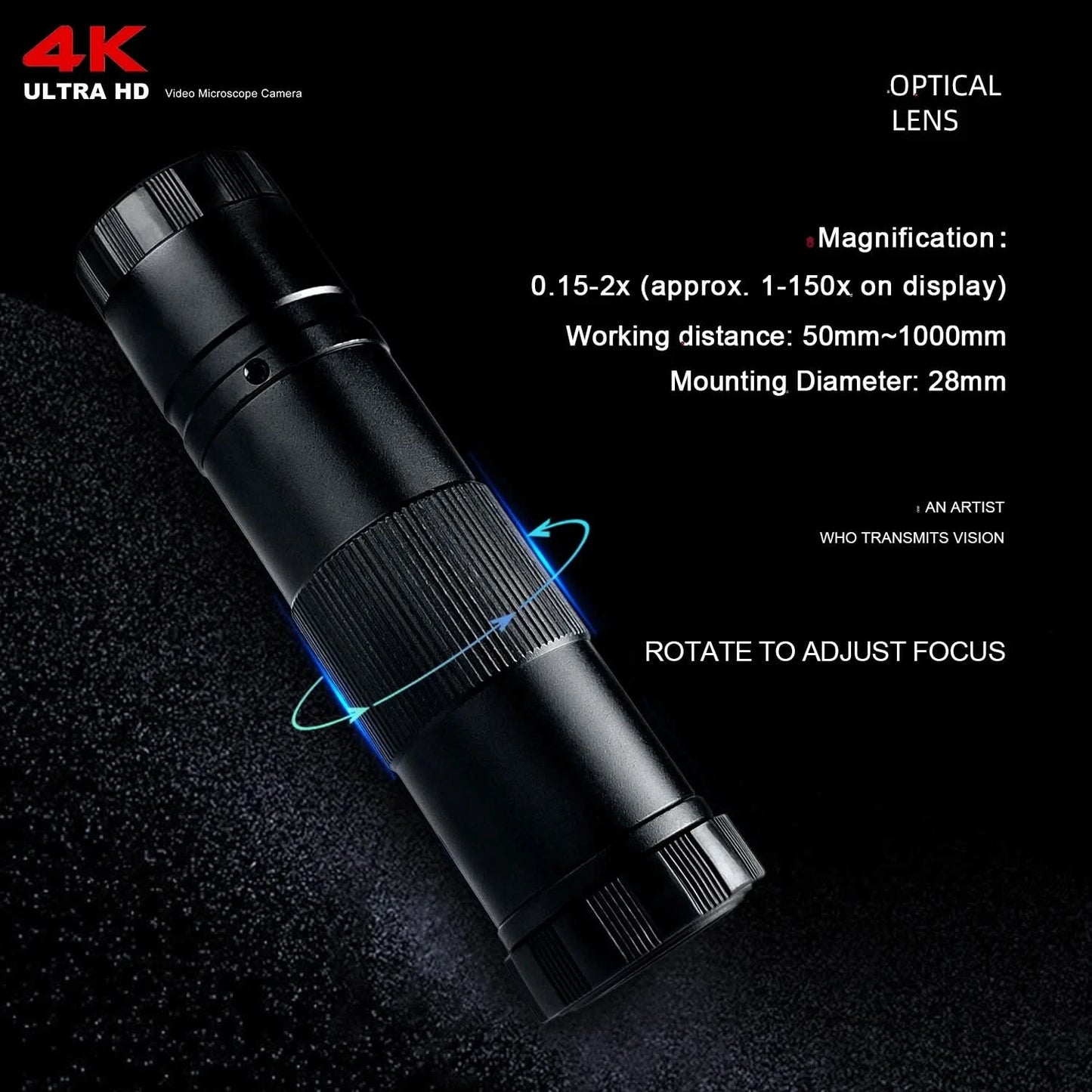 Full HD 4K Electron Microscope For Soldering IMX415 48MP HDMI USB Digital Camera 150X Lens Reinforced Bracket Reduces Vibration