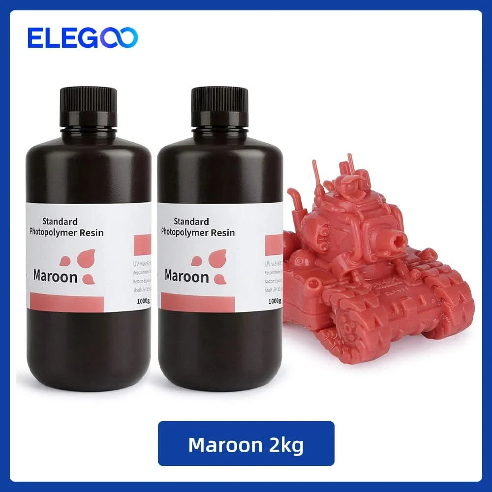 ELEGOO 3D Printer Resin LCD UV-Curing Resin 405nm Standard Photopolymer Resin for LCD 3D Printing 1000g Black Grey White Skin