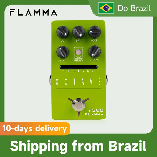 FLAMMA FS08 Gitarren-Oktav-Effektpedal polyphone Oktav-Effekte 7 Preset-Speicherplätze Individuelle Steuerung für trockenes Signal