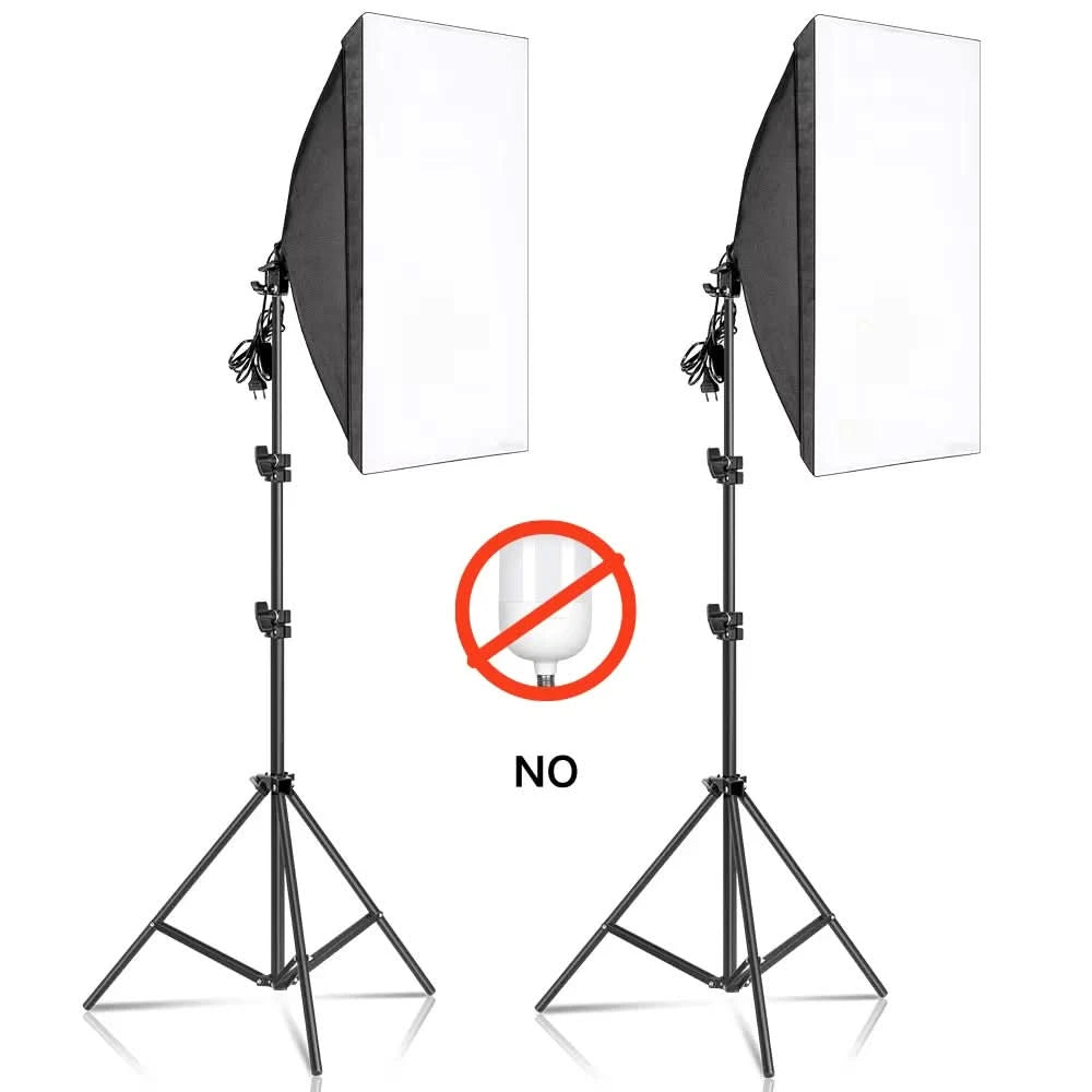 Studio Kit Photo Softbox Light Box Lighting Single Led Lamp with Tripod Photography Shooting Soft Box Flash E27 Accessories