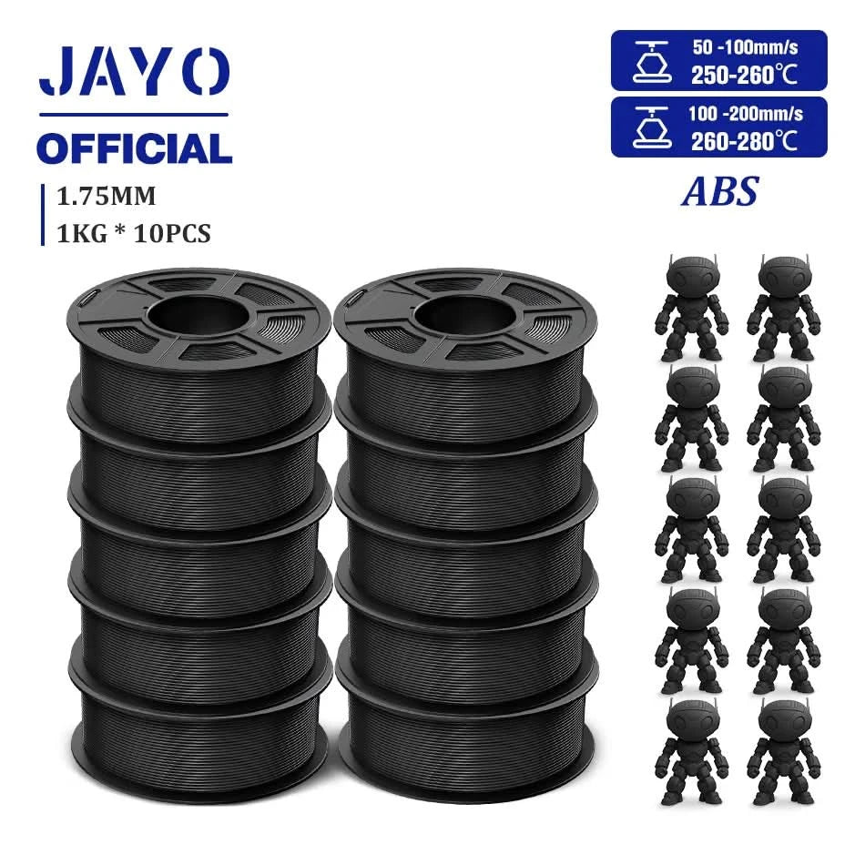 JAYO ABS Filament 1.75mm 3D Printer Filament 10Rolls For FDM 3D Printers 3D Pen Filament Refills 1KG/Roll 3D Printing Materials