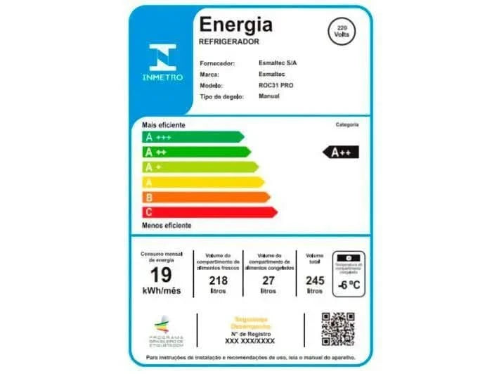 245L - 220V White Manual Decal Refrigerator/Cooler Esmaltec